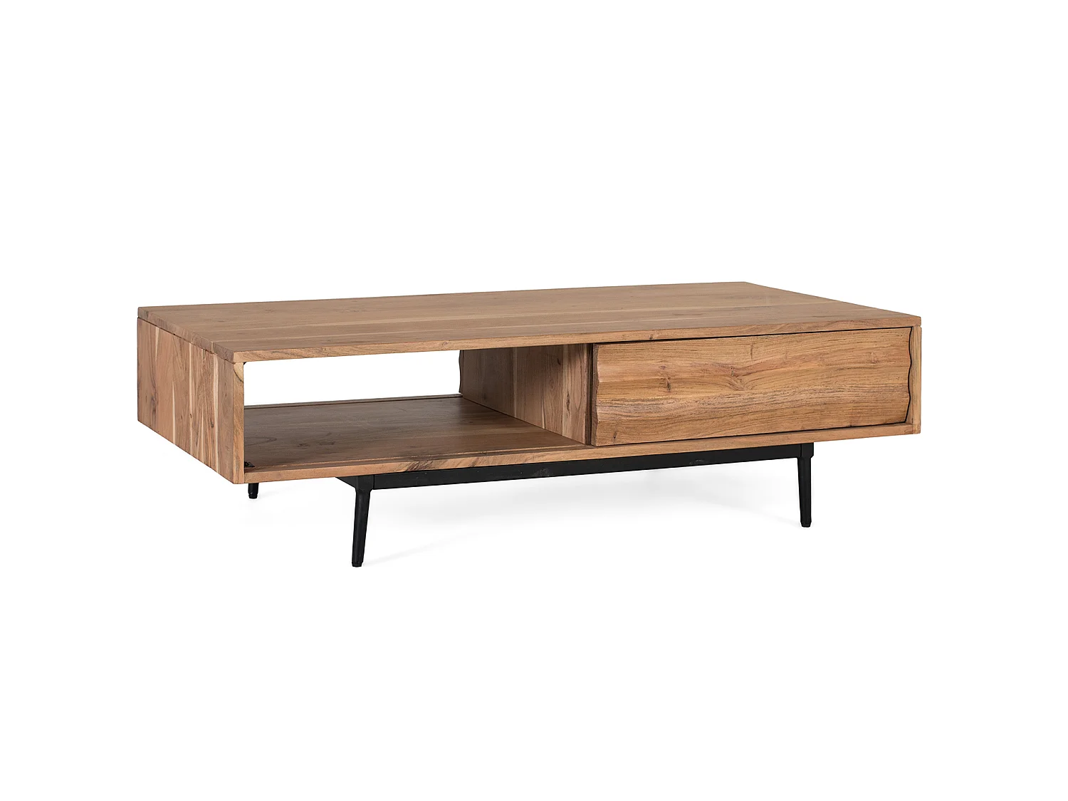 Couchtisch aus Akazienholz, 120 cm, rustikal-moderner Stil
