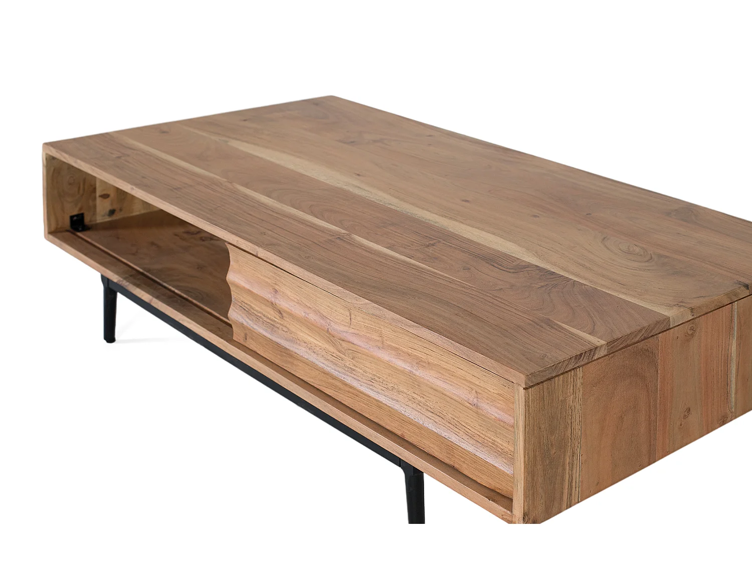 Couchtisch aus Akazienholz, 120 cm, rustikal-moderner Stil