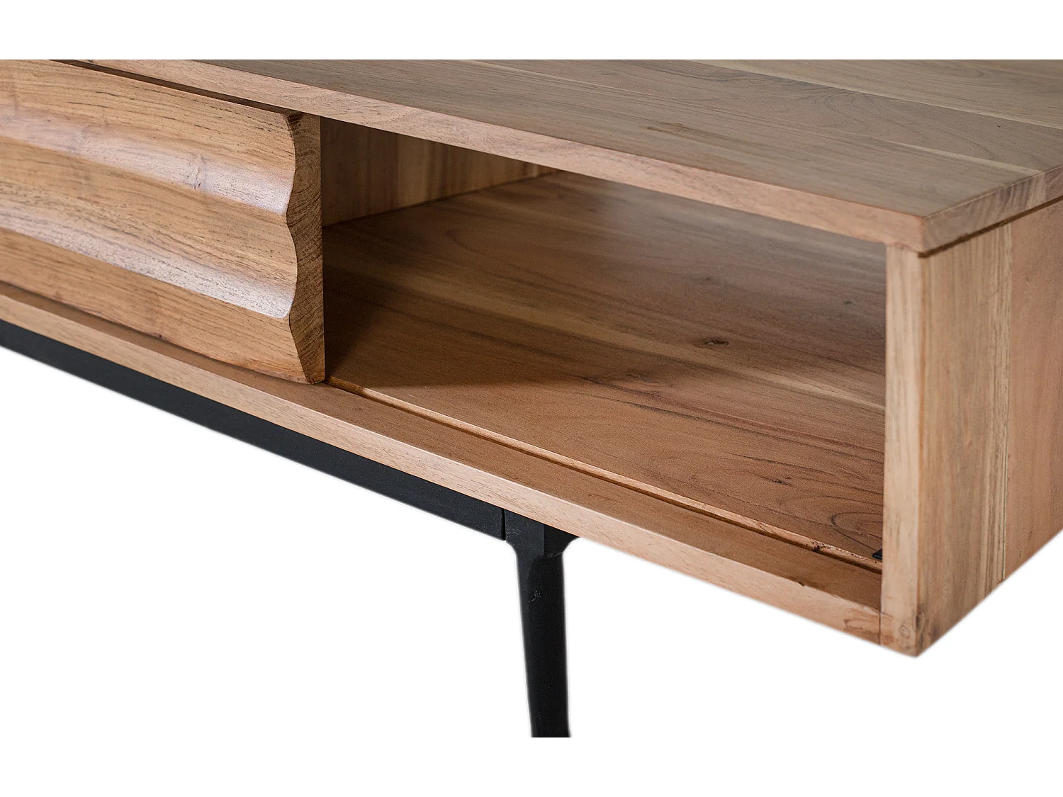 Couchtisch aus Akazienholz, 120 cm, rustikal-moderner Stil