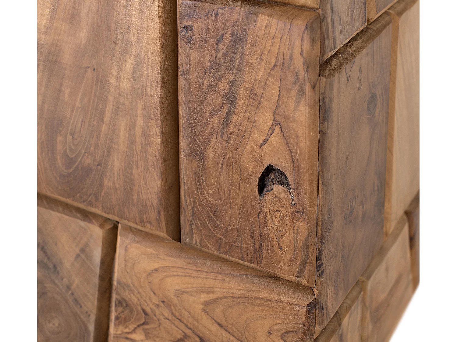 Couchtisch aus Teakholz, 38 cm, rustikal-moderner Stil