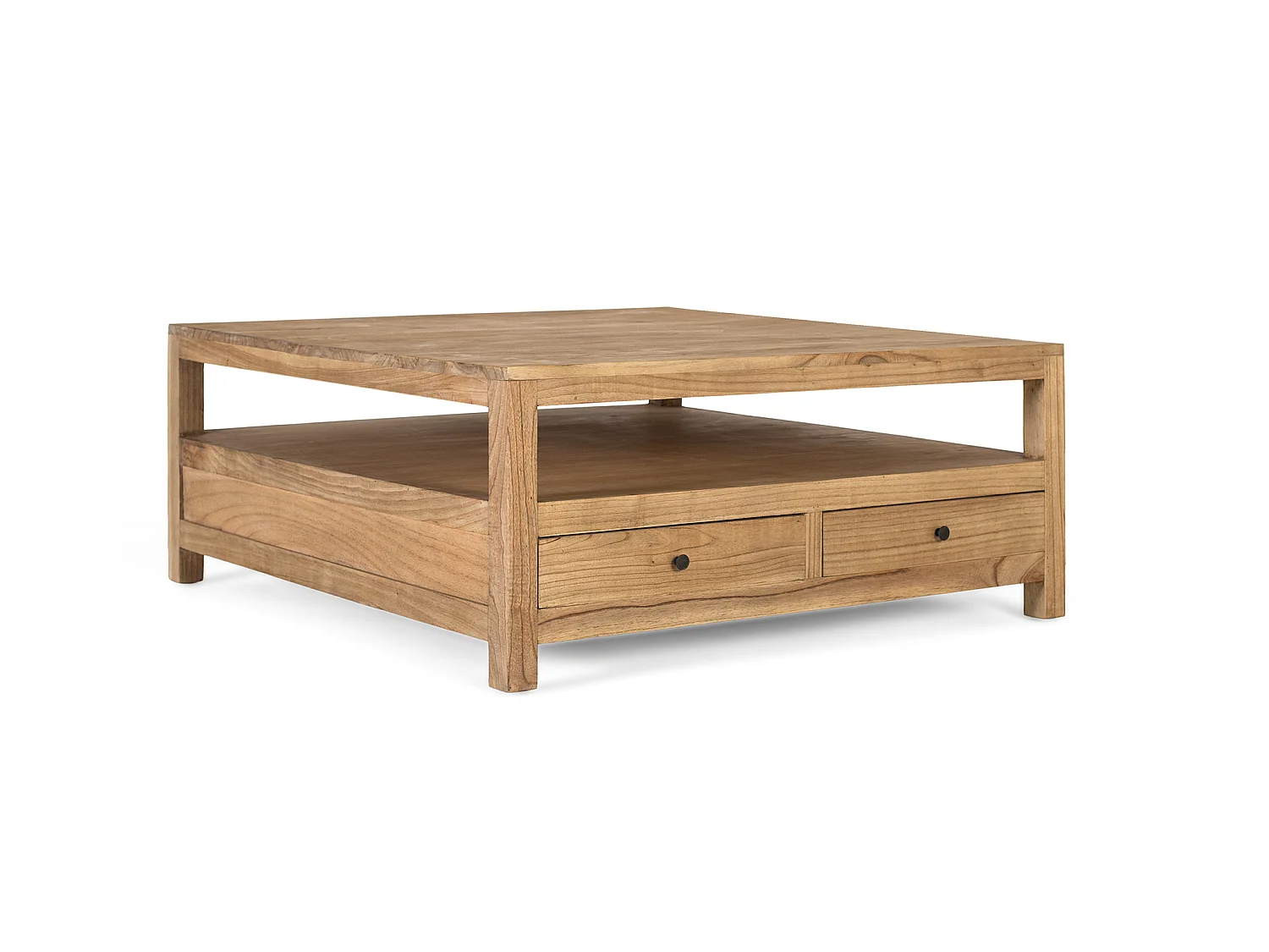 Quadratischer Couchtisch aus Mindi-Holz, 110 cm, moderner Landhausstil