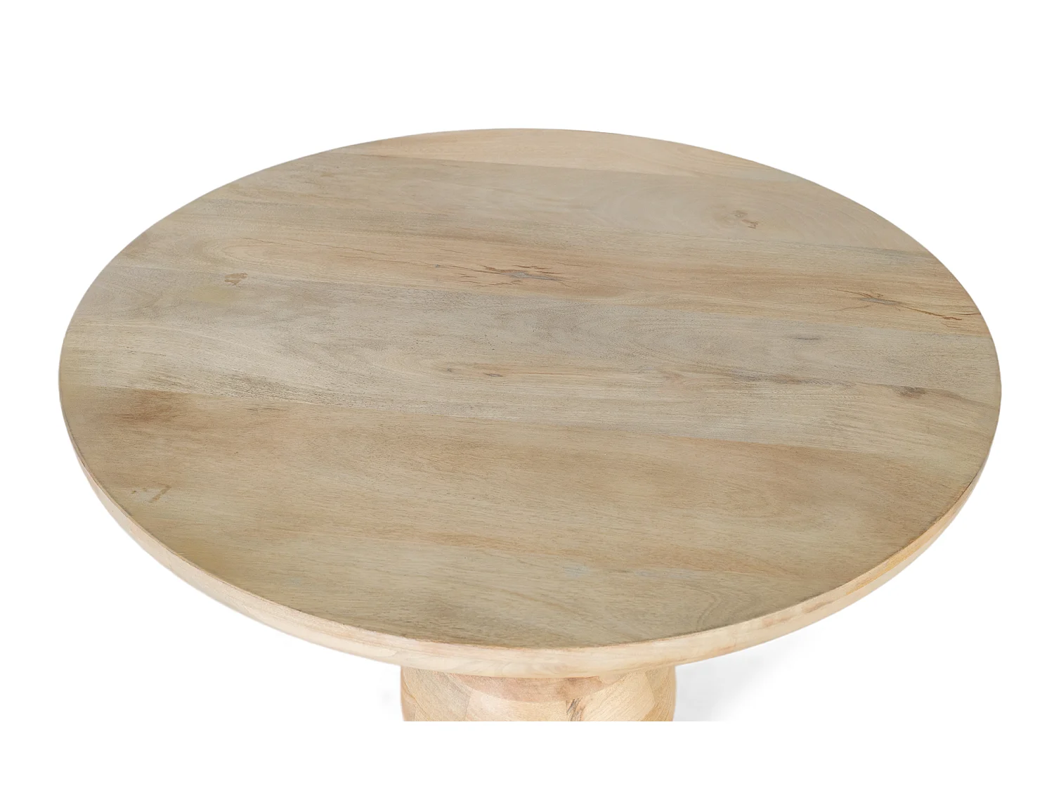Table Basse Ronde en Bois de Manguier 90 cm Style Japandi Scandinave
