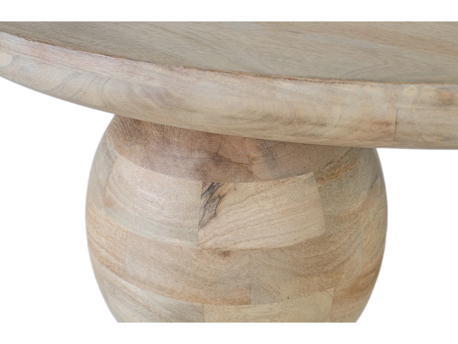 Table Basse Ronde en Bois de Manguier 90 cm Style Japandi Scandinave
