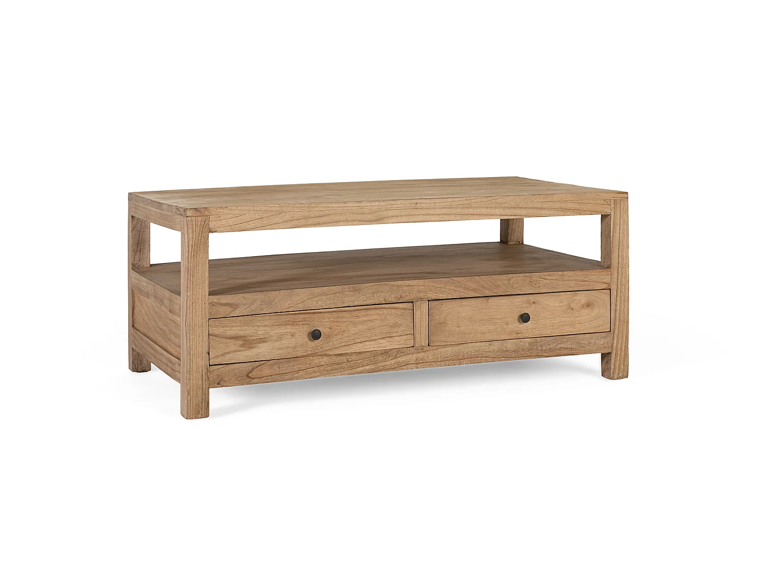 Rechteckiger Mindi-Couchtisch aus Holz, 110 cm, rustikal-moderner Stil