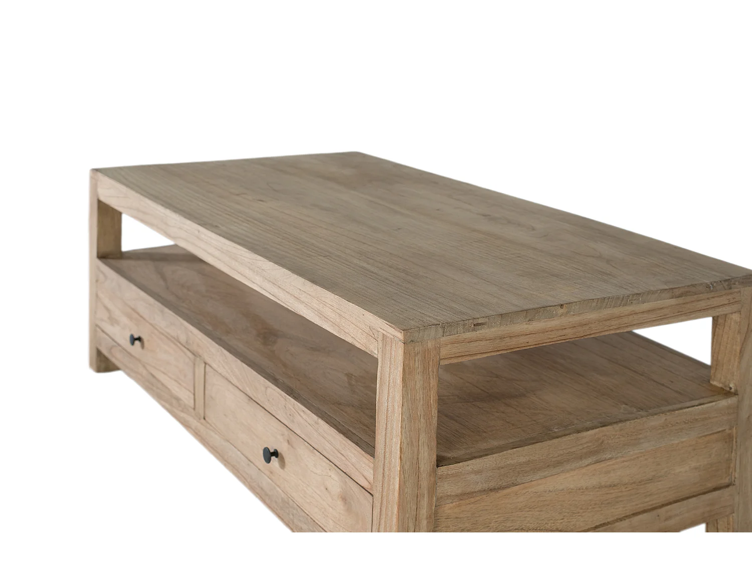 Rechteckiger Mindi-Couchtisch aus Holz, 110 cm, rustikal-moderner Stil
