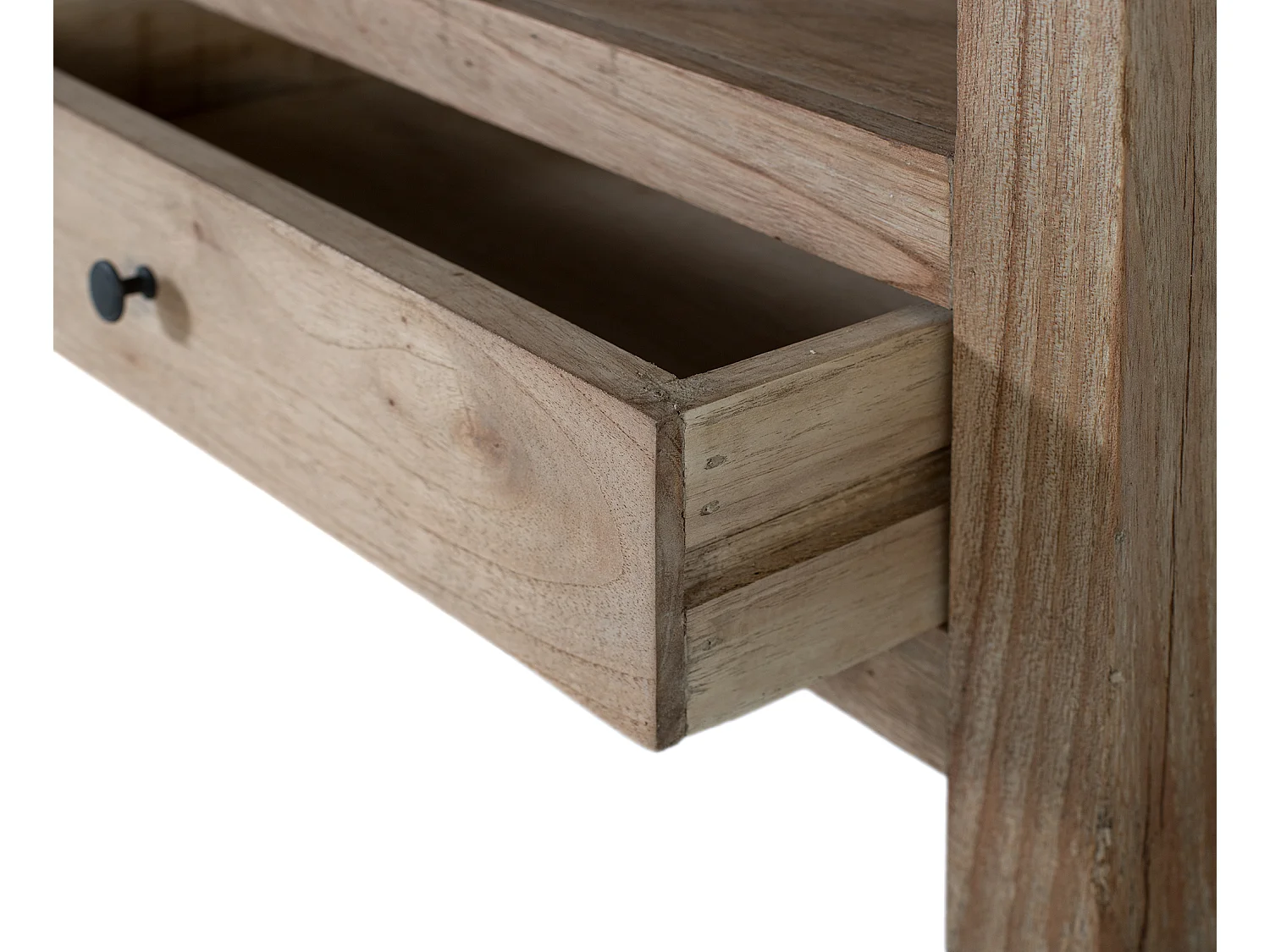 Rechteckiger Mindi-Couchtisch aus Holz, 110 cm, rustikal-moderner Stil