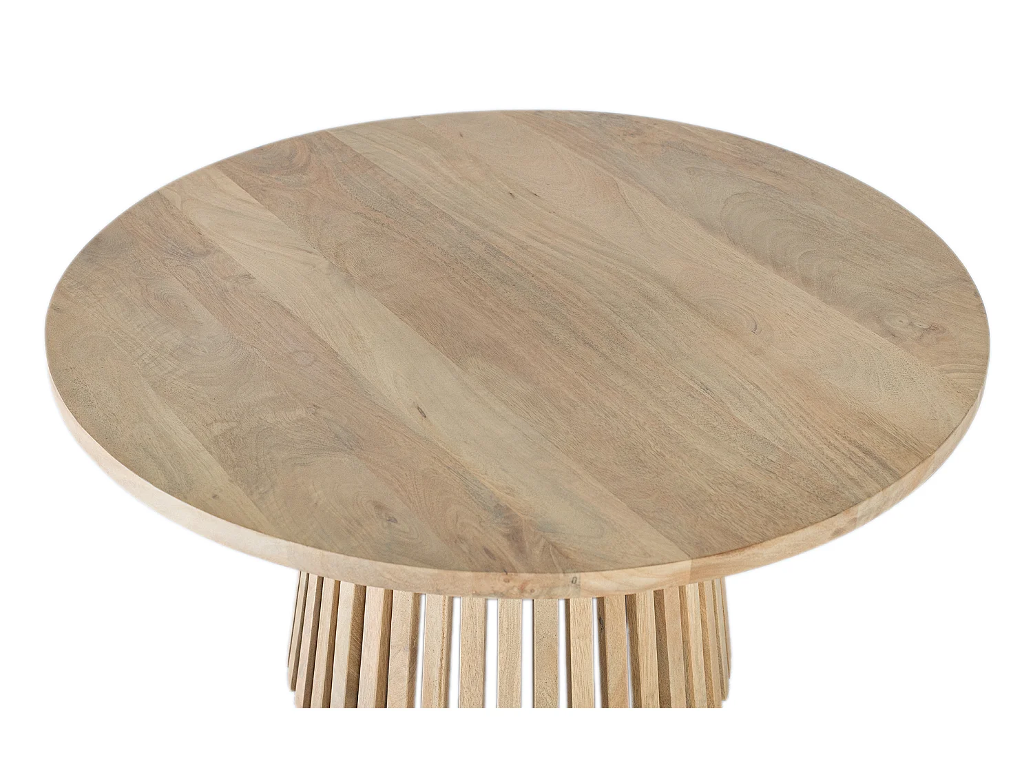 Mesa de centro Yara em madeira de mangueira, 90 cm, estilo nórdico japonês.