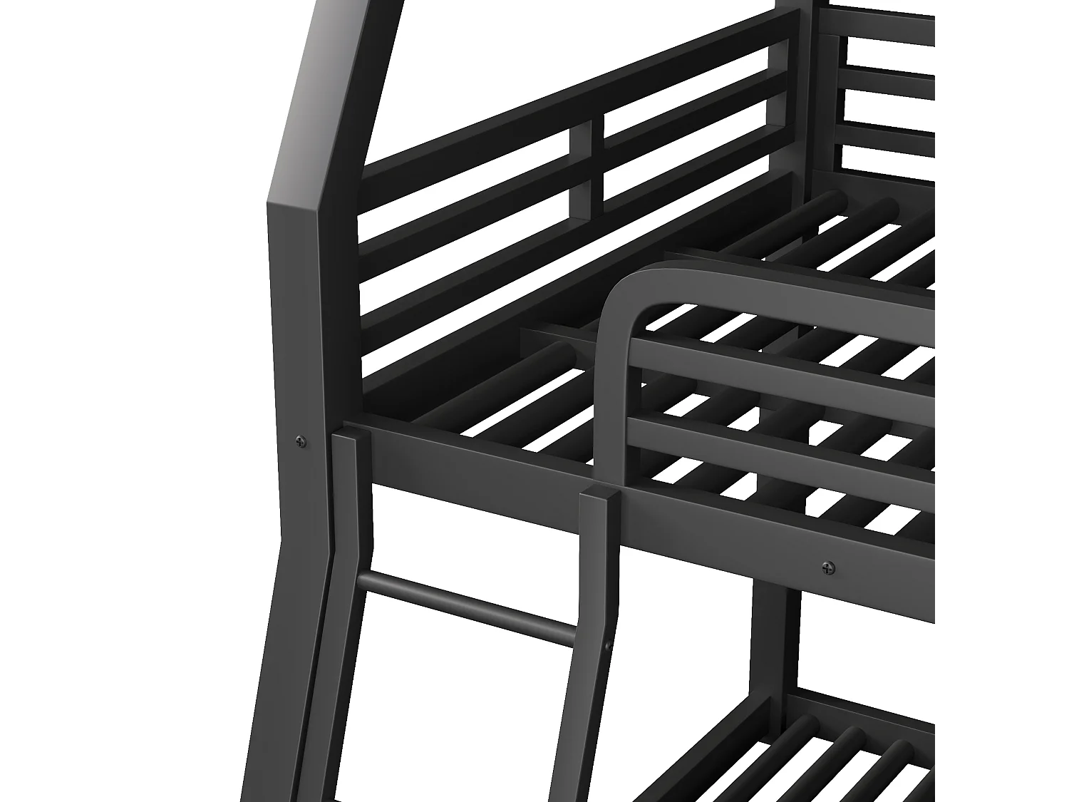 Lit superposé triple en métal, couchages 90 x 200, 120 x 200 et 140 x 200 cm, échelle repositionnable, sans matelas, noir