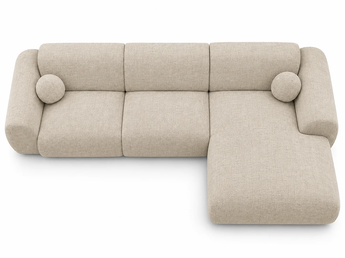 Canapé d'angle arrondi Tissu Cremona beige Cloud Bis - Angle Droit