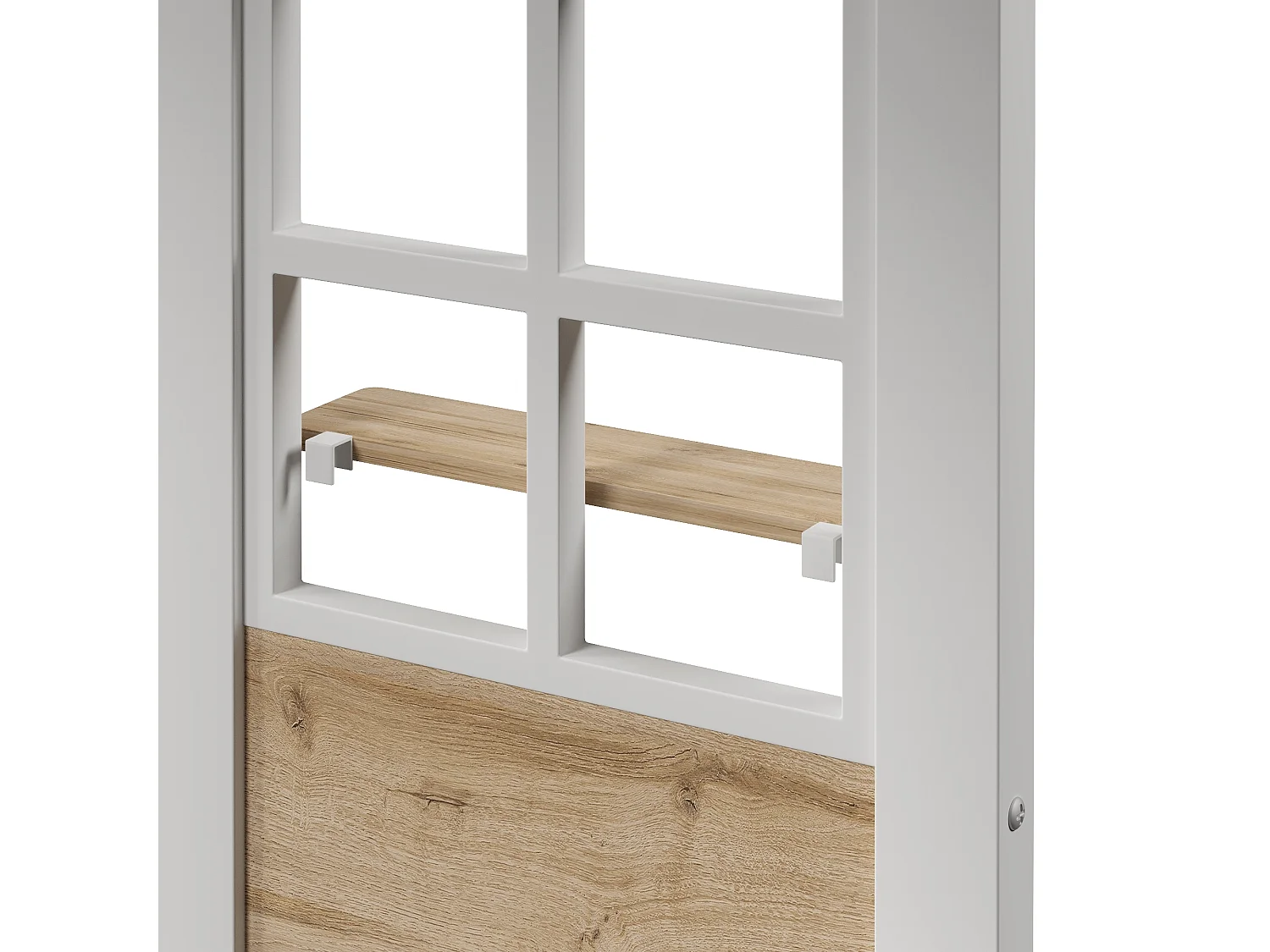 Lit mezzanine enfant 140x200cm avec échelle de rangement et fenêtre avec espace sous le lit, barrière, métal blanc