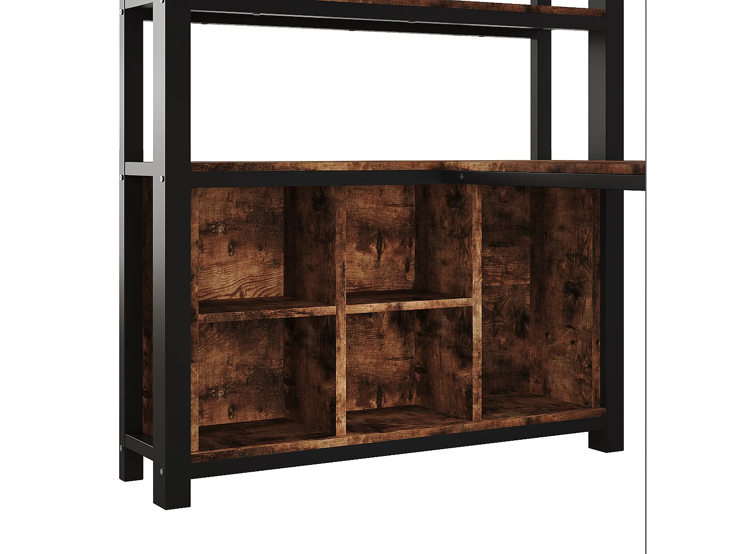 Lit mezzanine 90x200 cm – avec bureau penderie rangements et étagères – Métal et MDF – Noir