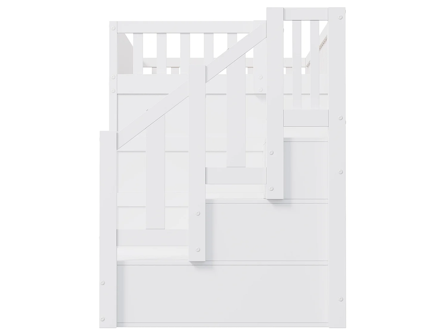 Lit mezzanine enfant 90x200cm escalier avec rangement, meuble gain de place, design moderne et fonctionnel, blanc