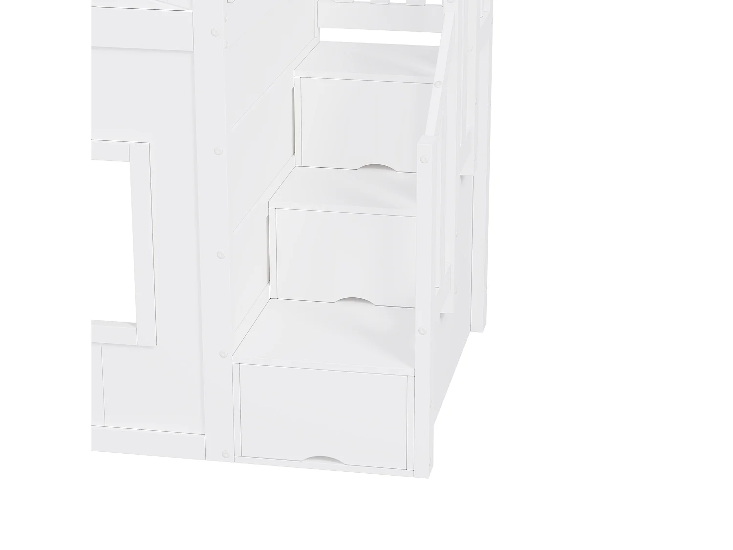 Lit mezzanine enfant 90x200cm escalier avec rangement, meuble gain de place, design moderne et fonctionnel, blanc