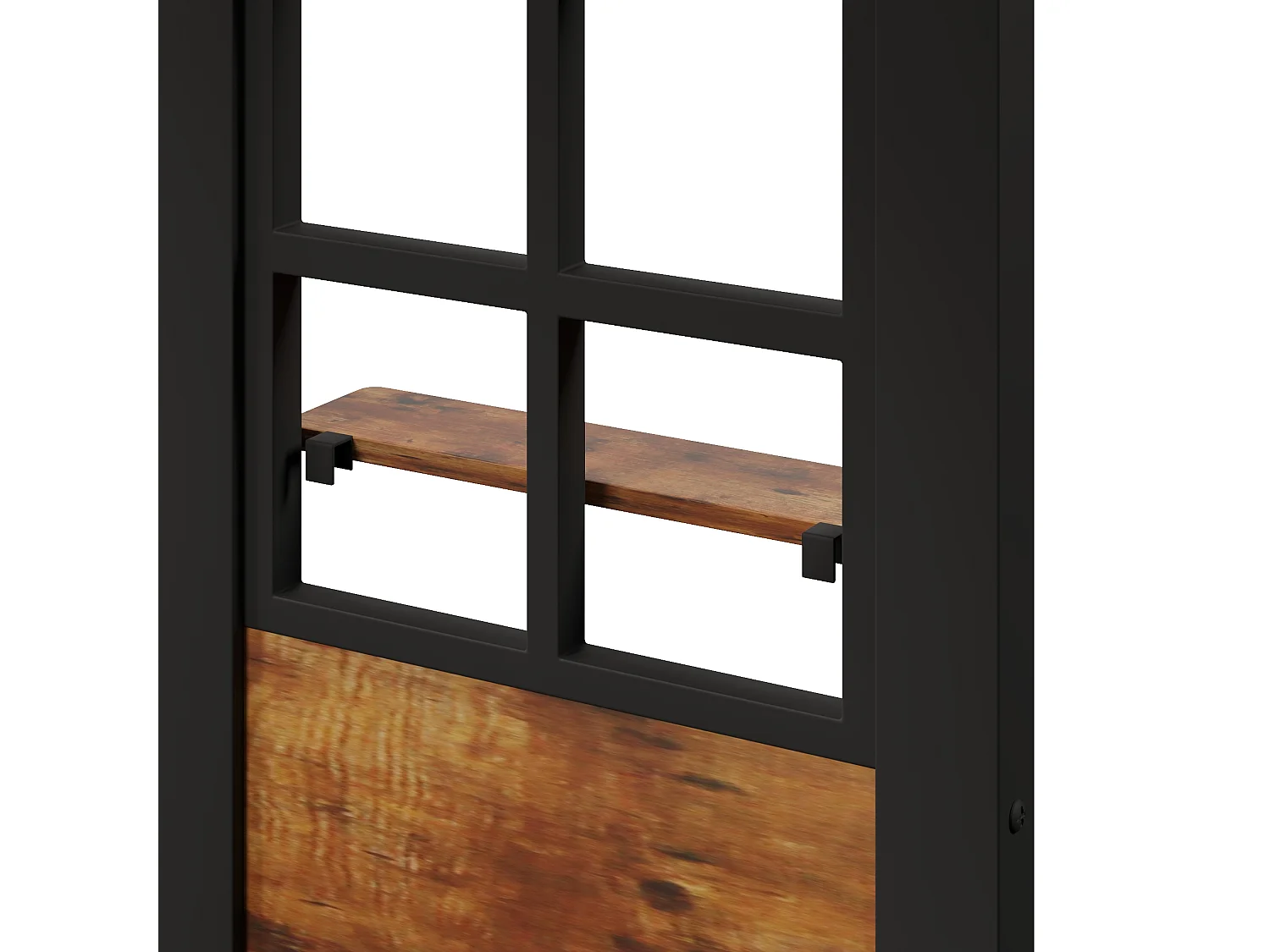Lit mezzanine enfant 140x200cm avec échelle de rangement et fenêtre avec espace sous le lit, barrière, métal noir