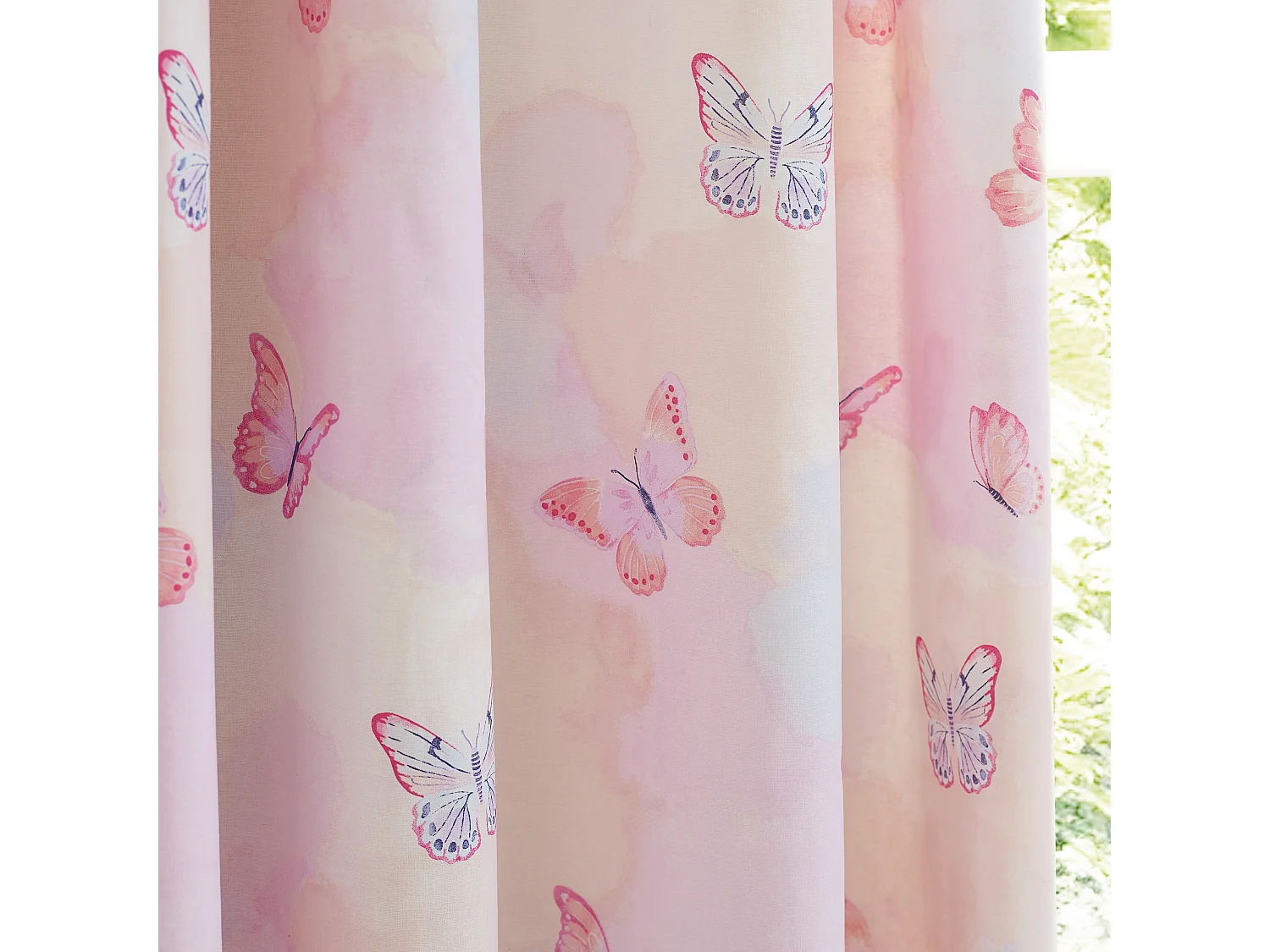Catherine Lansfield Ombre Butterflies Fully Reversible 66x72 Inch Eyelet Curtains Two Panels Pink