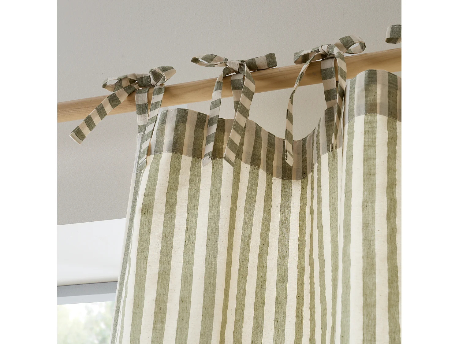 Pineapple Elephant Zanzibar Woven Stripe 140x229cm Voile Curtain Panel Green
