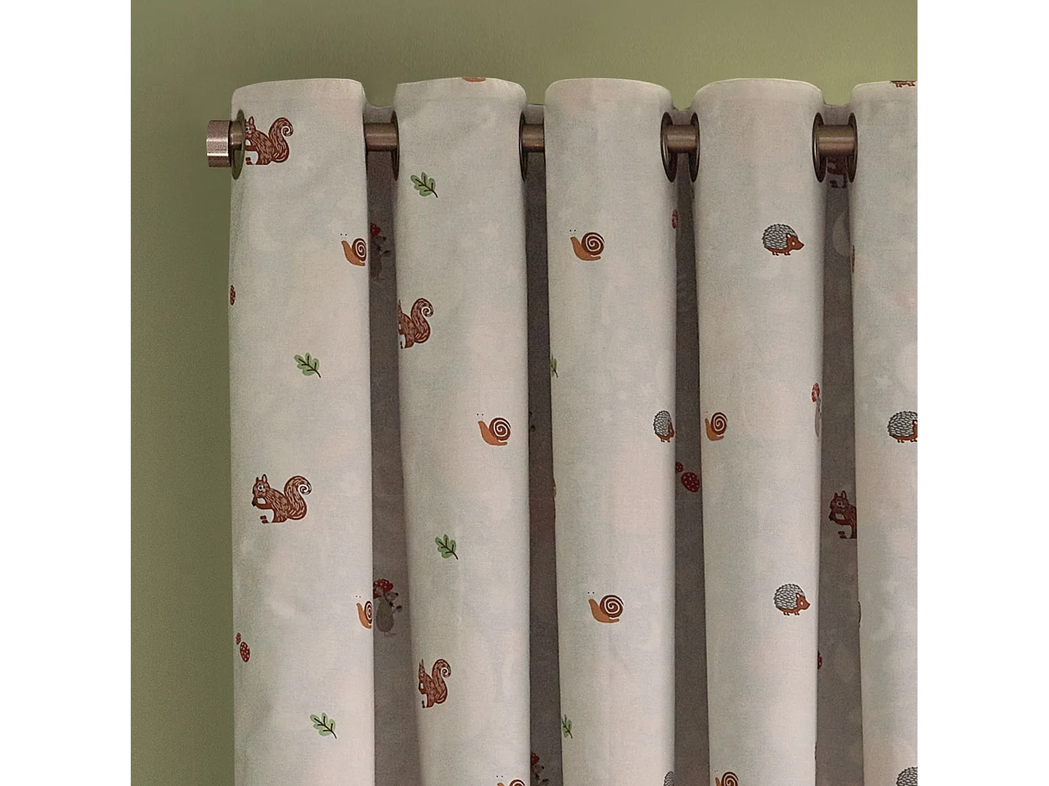 Catherine Lansfield Fox and Woodland Friends Fully Reversible 66x72 Inch Eyelet Curtains Two Panels Green