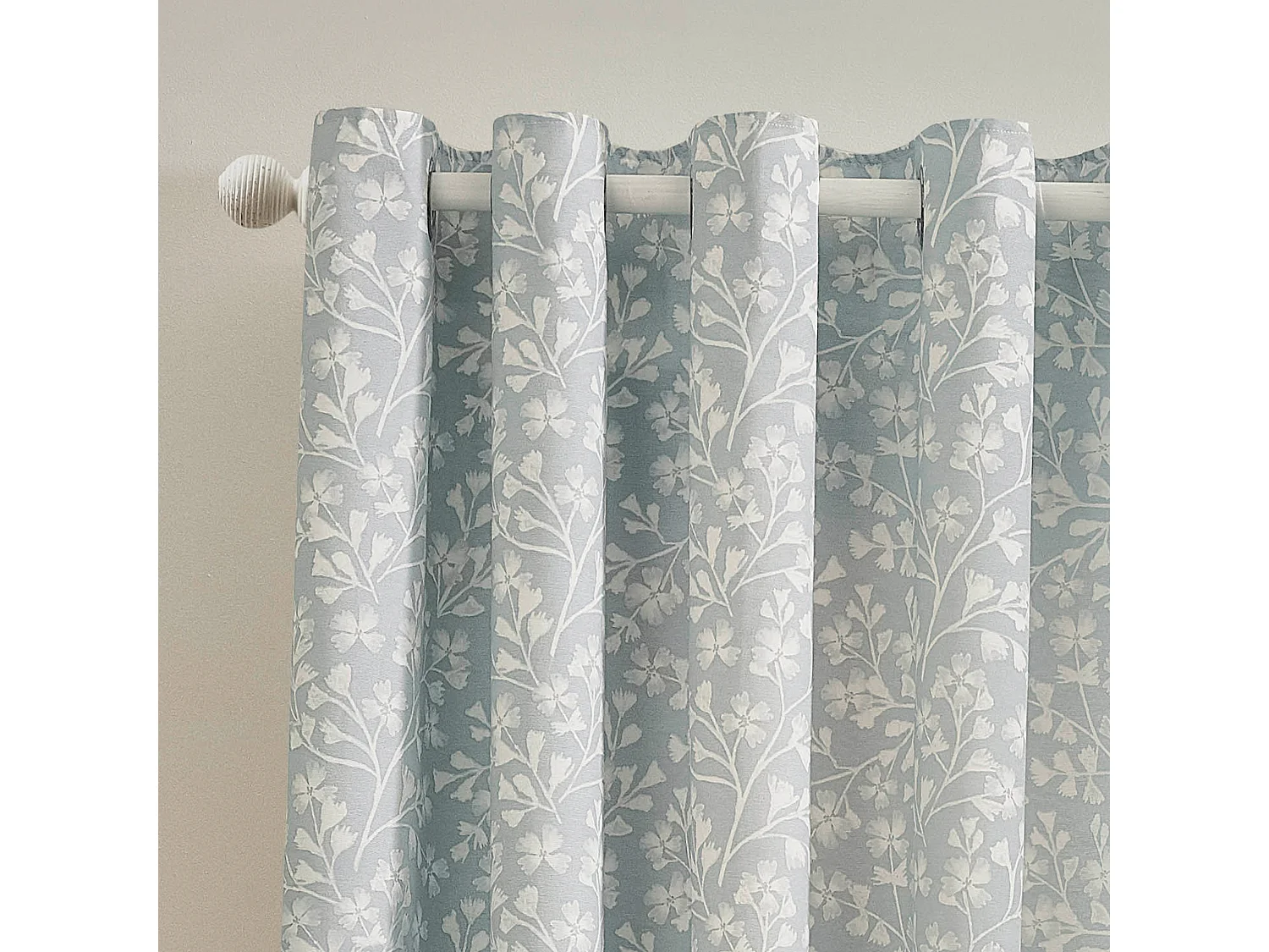 Catherine Lansfield Brooke Floral 66x54 Inch Lined Eyelet Curtains Two Panels Duck egg Blue