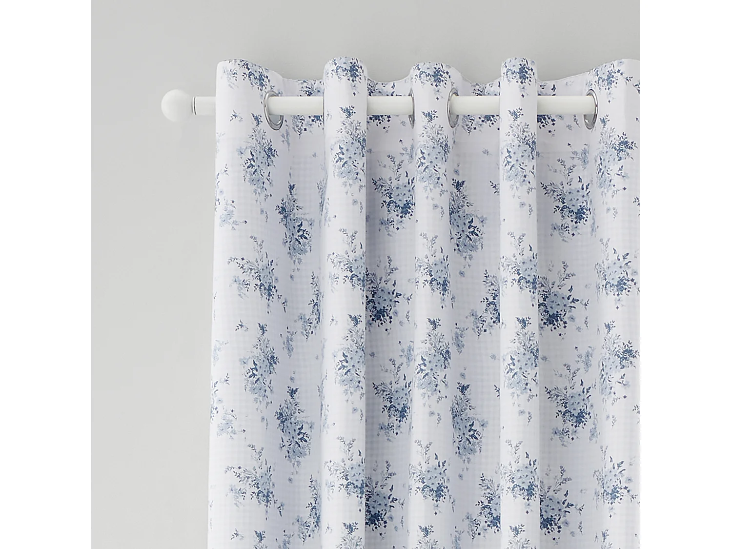 Catherine Lansfield Lucie Floral Frill Fully Reversible 66x90 Inch Eyelet Curtains Two Panels Blue