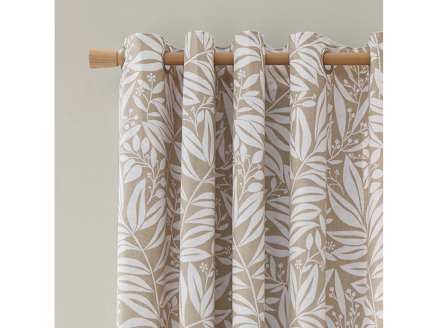 Catherine Lansfield Sorrel Leaf 66x90 Inch Fully Reversible Eyelet Curtains Two Panels Natural