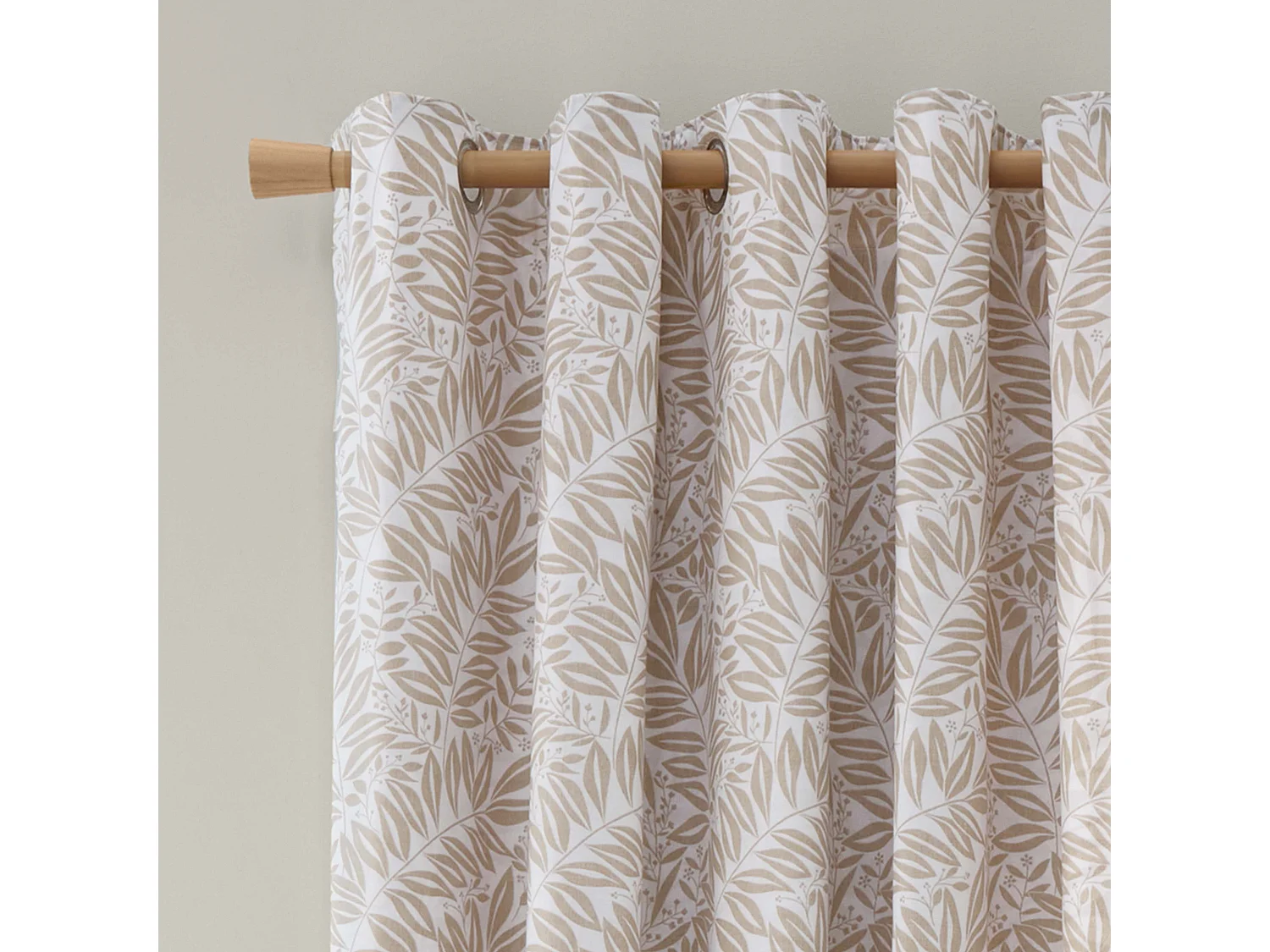 Catherine Lansfield Sorrel Leaf 66x90 Inch Fully Reversible Eyelet Curtains Two Panels Natural
