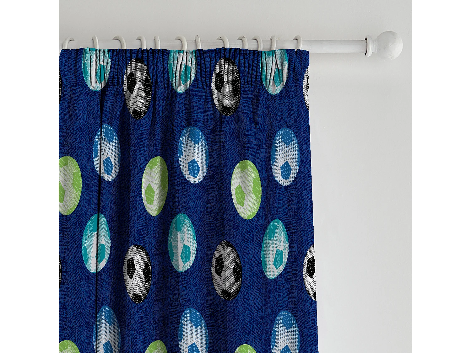 Catherine Lansfield Football 66x72 Inch Lined Pencil Pleat Curtains Two Panels Blue