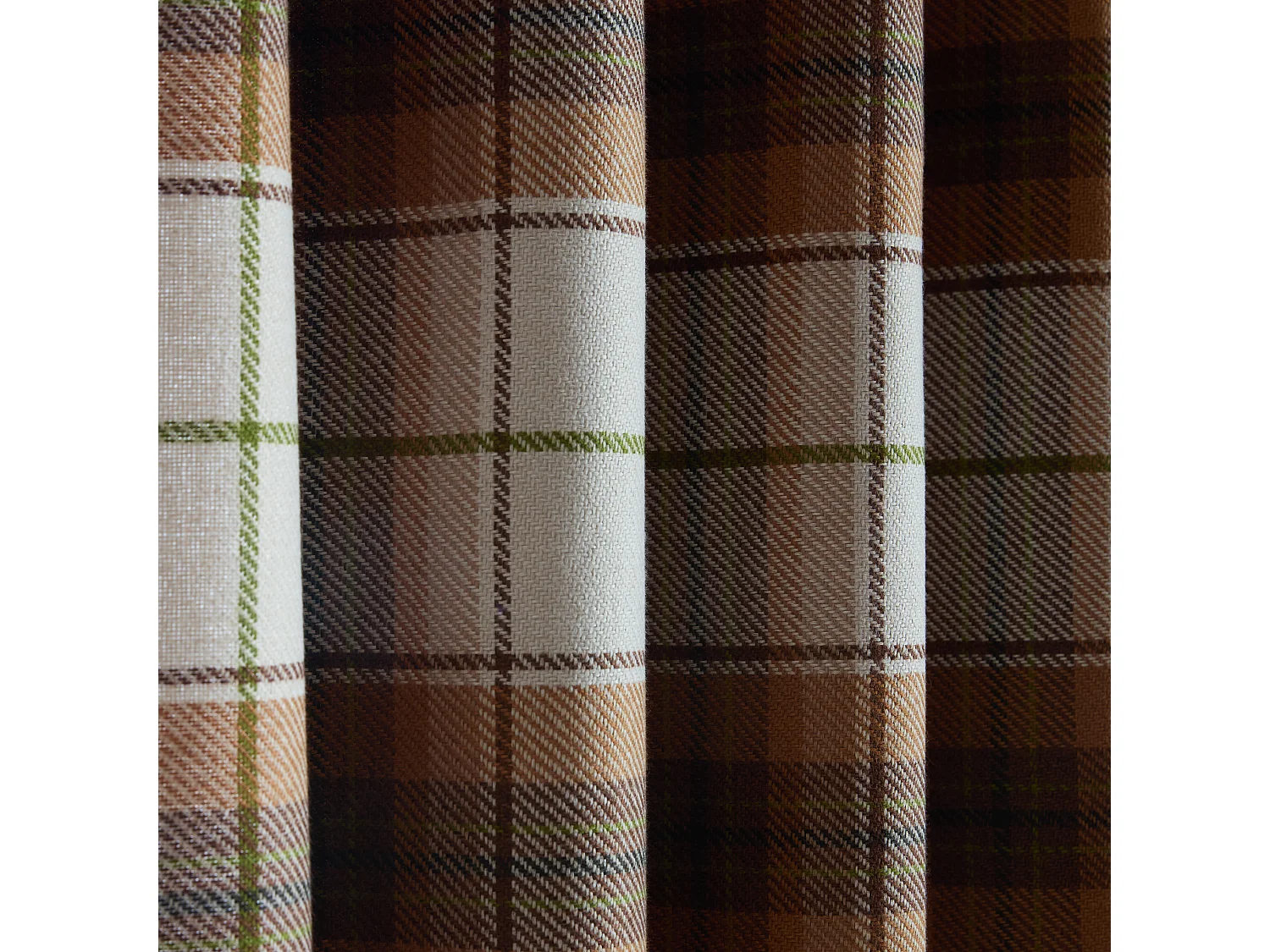Catherine Lansfield Brushed Woven Glencoe Check Thermal 46x72 Inch Eyelet Curtains Two Panels Terracotta