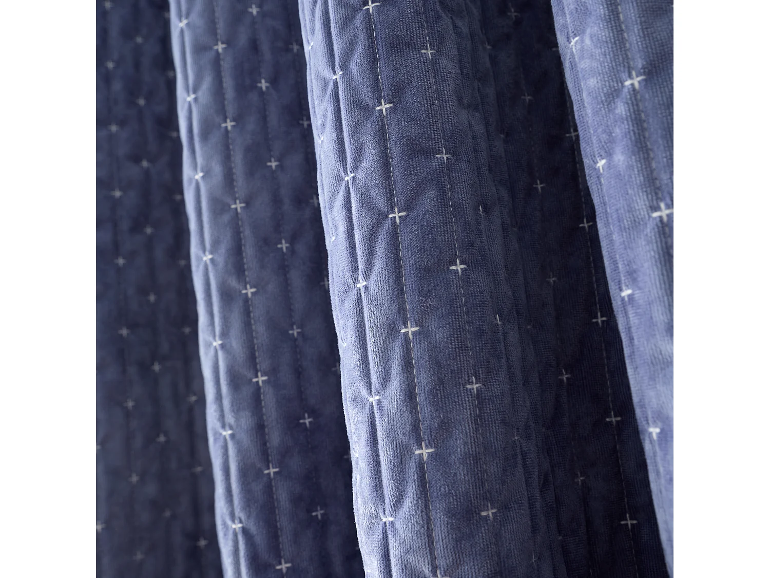 Bianca Fine Linens Attica Velvet Blackout 90x90 Inch Eyelet Curtains Two Panels Blue