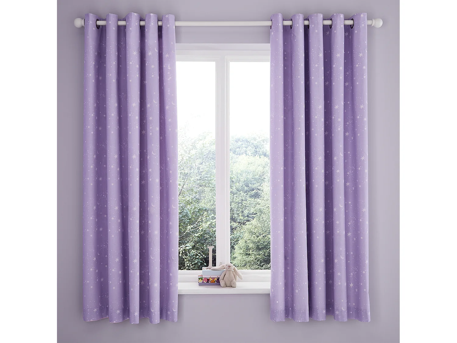 Catherine Lansfield Dancing Fairies 66x72 Inch Fully Reversible Lined Two Curtain Panels Pink