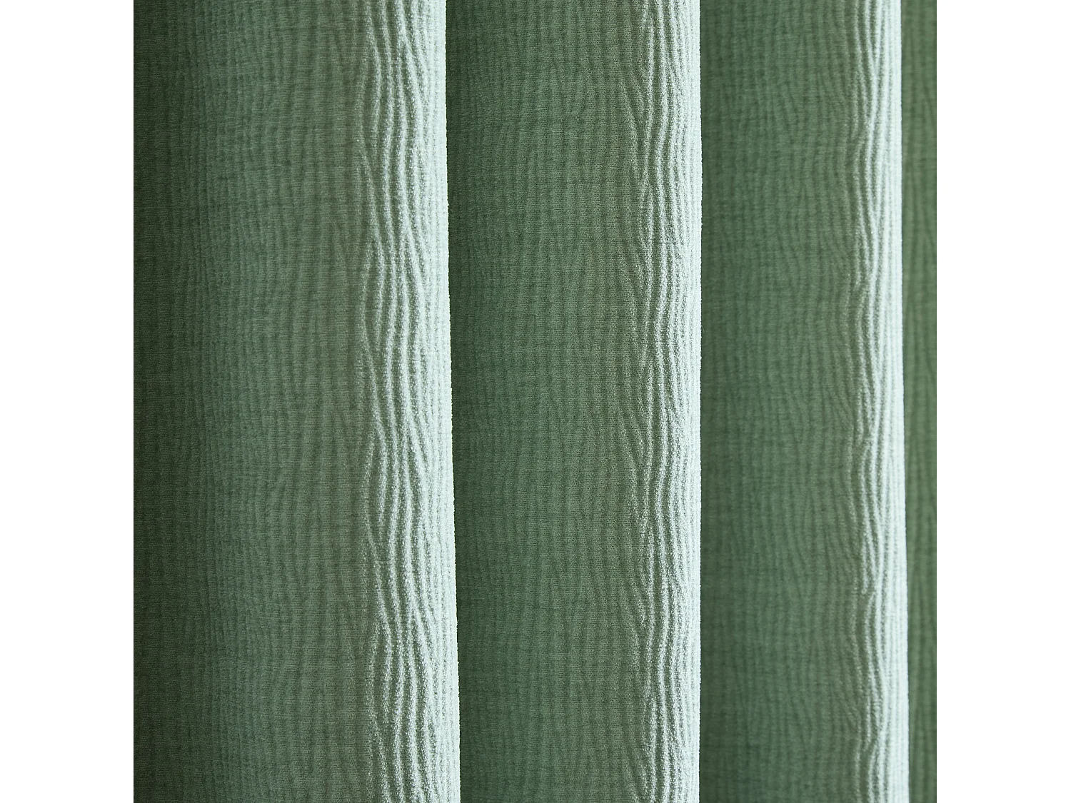 Catherine Lansfield Crinkle Chenille 66x90 Inch Lined Eyelet Curtains Two Panels Green