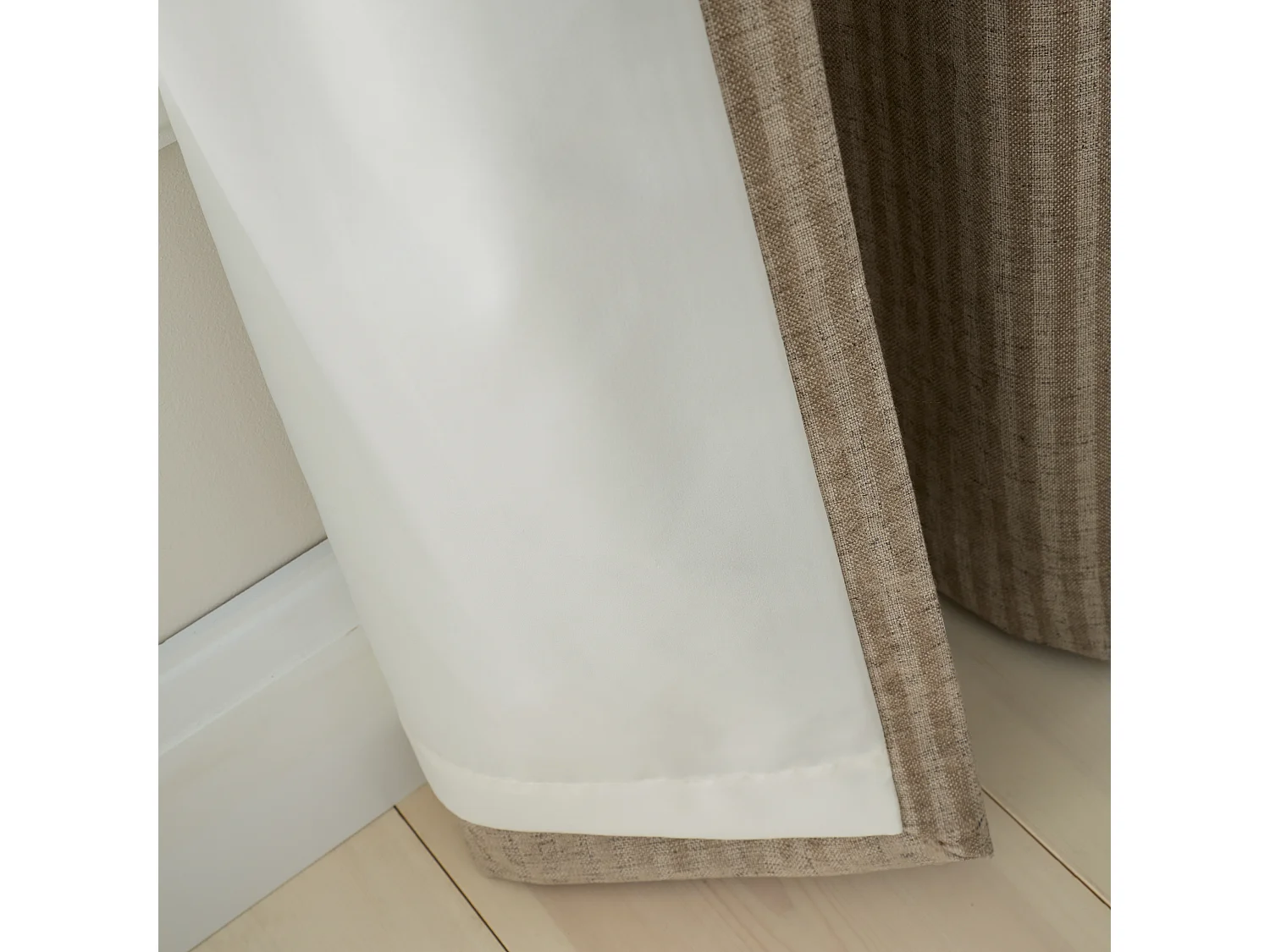 Bianca Fine Linens Chenille Stripe 46x54 Inch Lined Eyelet Curtains Two Panels Natural