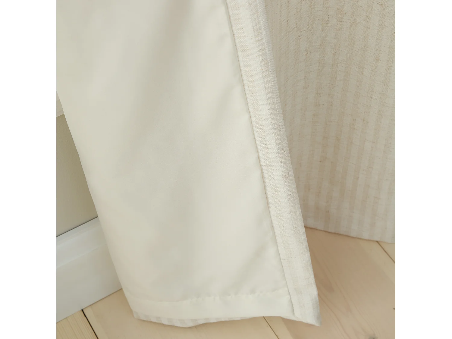 Bianca Fine Linens Chenille Stripe 66x54 Inch Lined Eyelet Curtains Two Panels Cream
