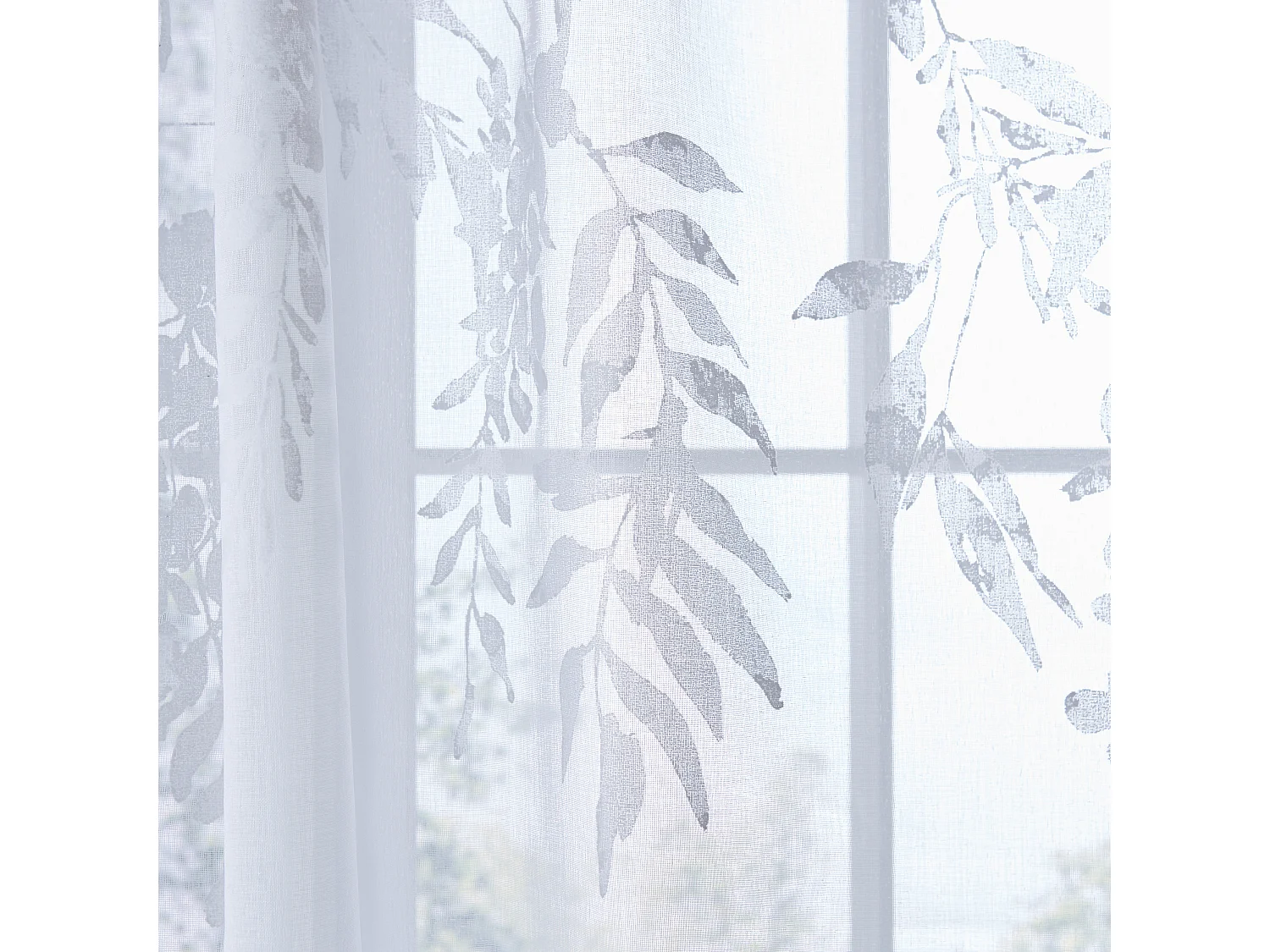 Catherine Lansfield Wisteria Floral 55x54 Inch Slot Top Voile Curtain Panel White