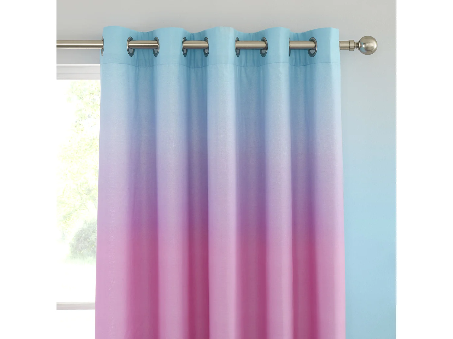 Catherine Lansfield Ombre Rainbow Clouds Eyelet Lined 66x72 Inch Curtains Two Panels Pastel
