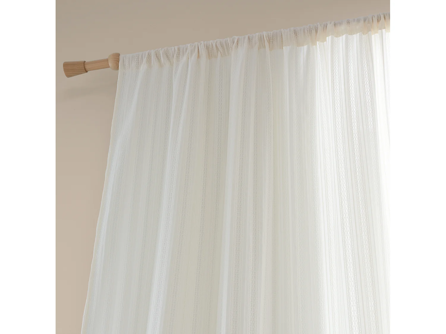 Pineapple Elephant Zofia Broderie Cotton Anglaise 55x72 Inch Tab Top Voile Curtain Panel Natural