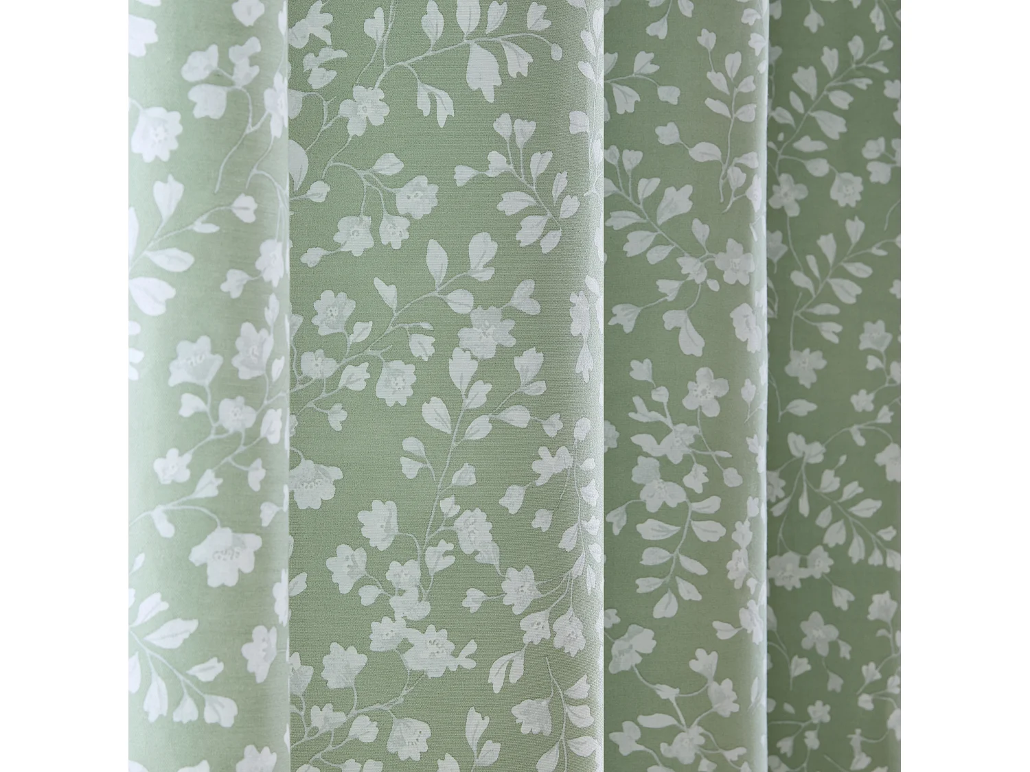 Catherine Lansfield Arla Floral 90x90 Inch Lined Eyelet Curtains Two Panels Green