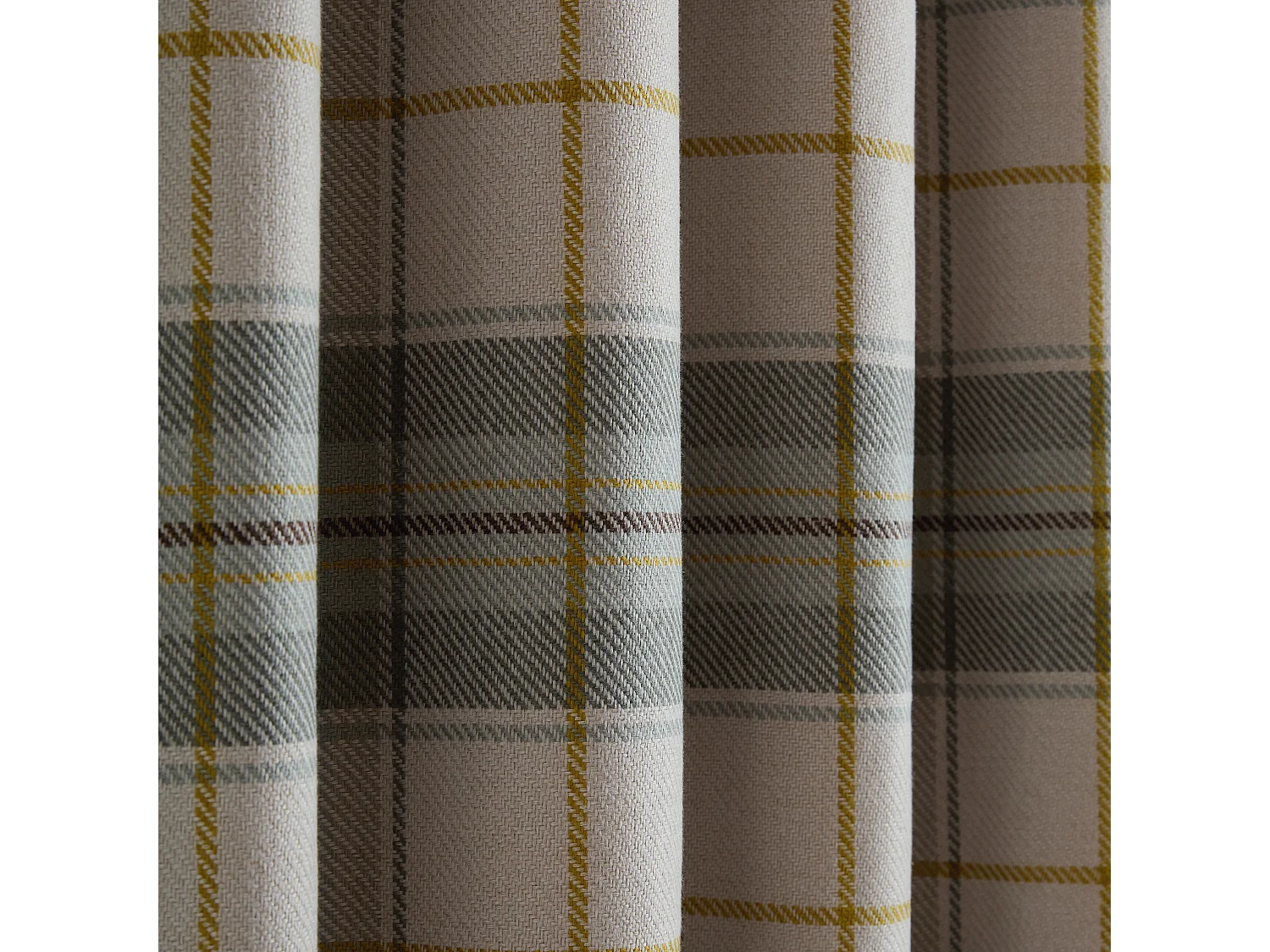 Catherine Lansfield Brushed Woven Glencoe Check Thermal 90x90 Inch Eyelet Curtains Two Panels Green