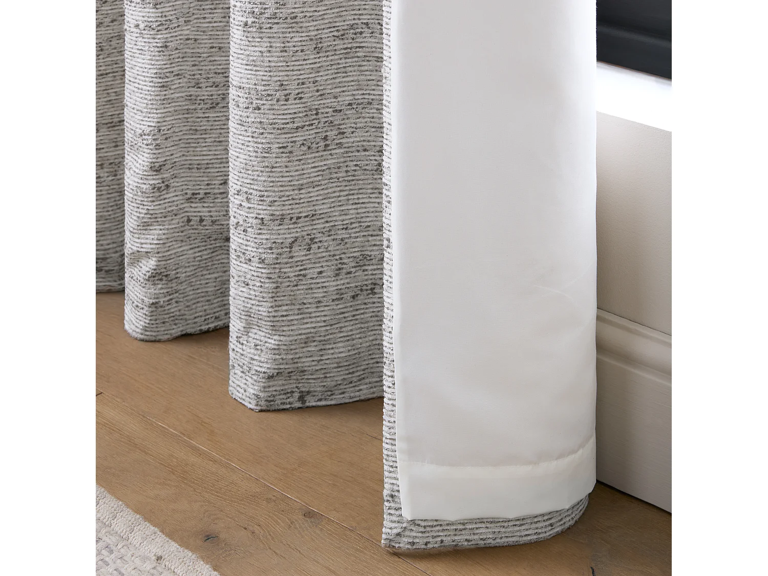 Catherine Lansfield Chunky Boucle 66x72 Inch Lined Eyelet Curtains Two Panels Cream