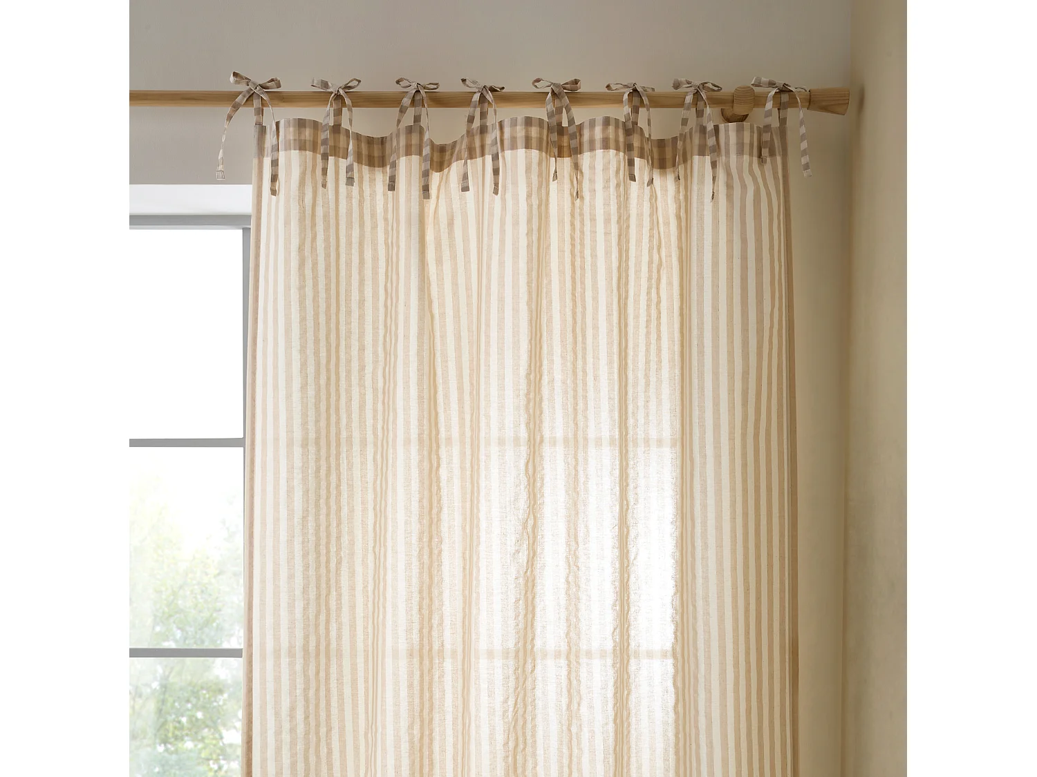 Pineapple Elephant Zanzibar Woven Stripe 140x229cm Voile Curtain Panel Natural