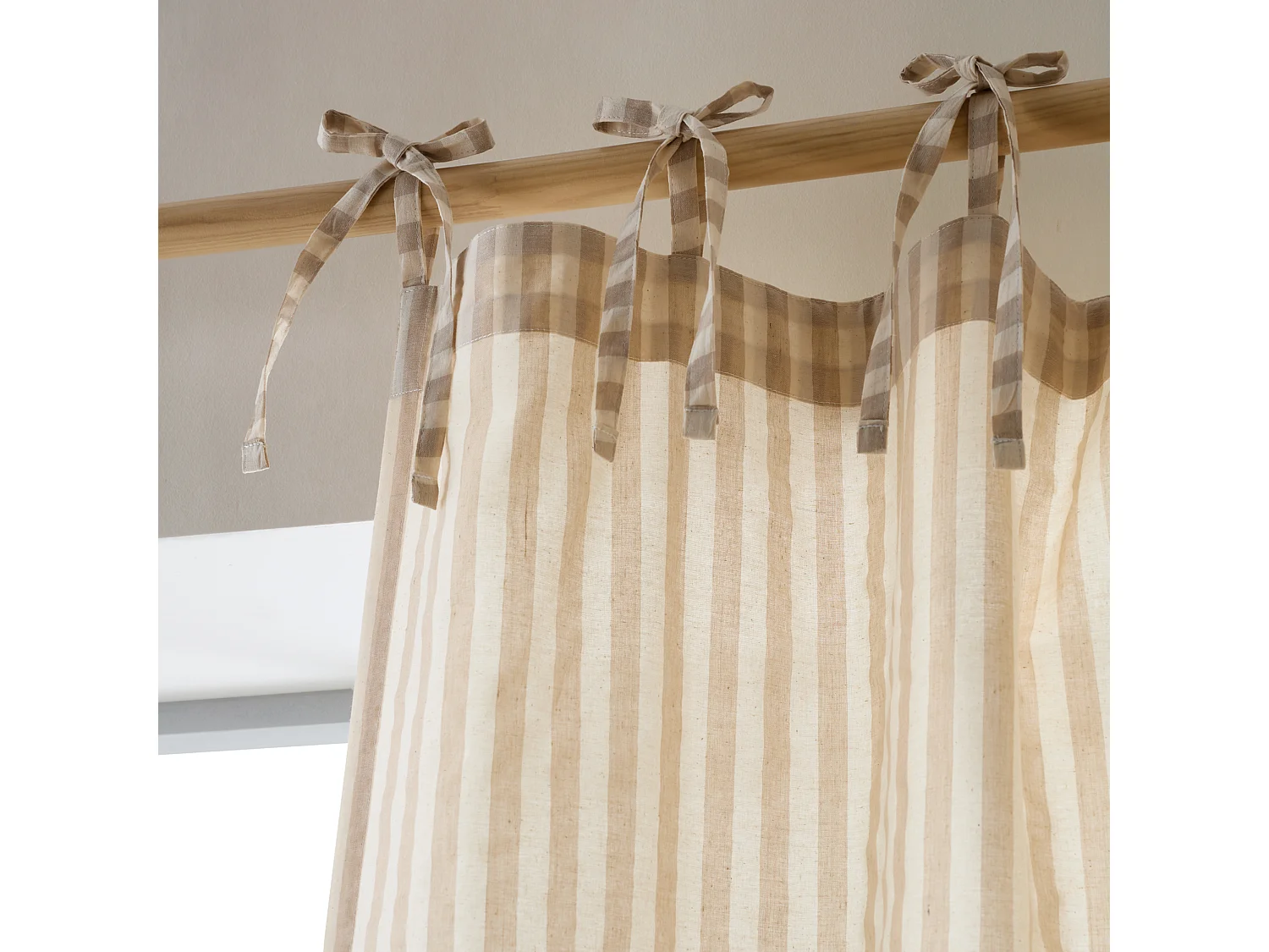 Pineapple Elephant Zanzibar Woven Stripe 140x229cm Voile Curtain Panel Natural