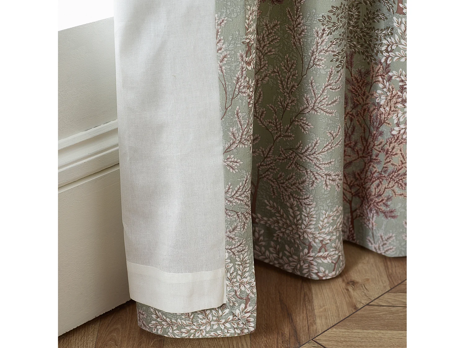 Catherine Lansfield Woodland Trees 90x90 Inch Lined Pencil Pleat Curtains Two Panels Green