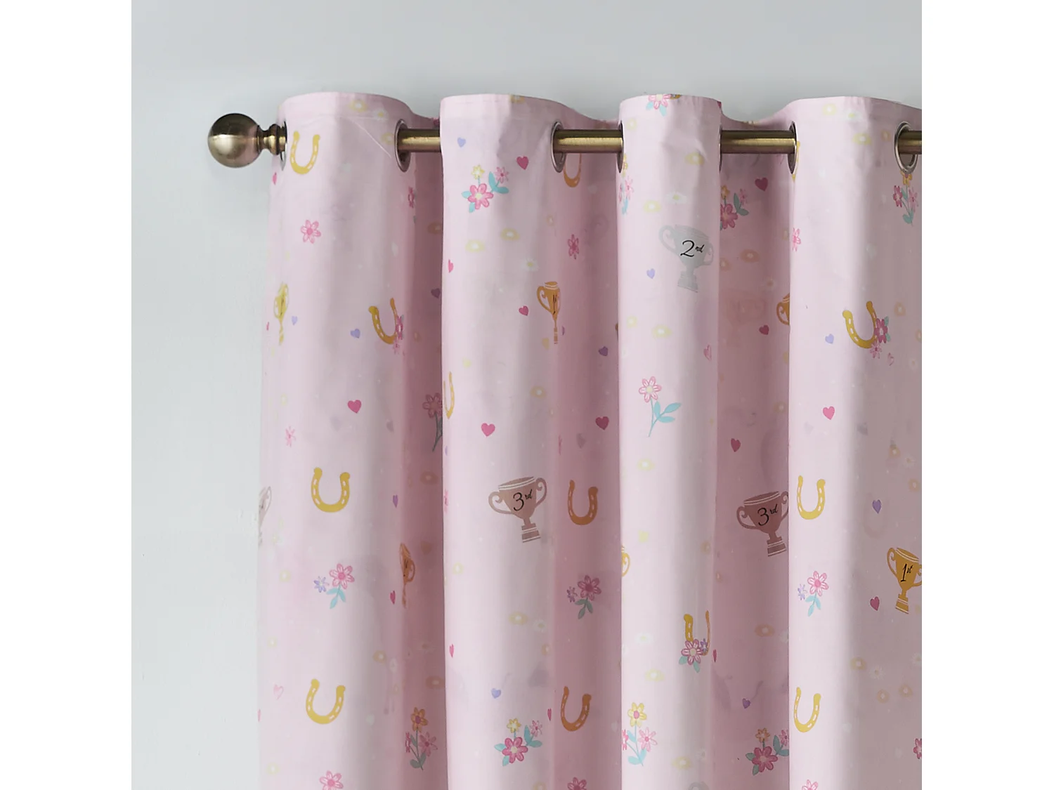 Catherine Lansfield Happy Horses Fully Reversible 66x72 Inch Eyelet Curtains Two Panels Cream