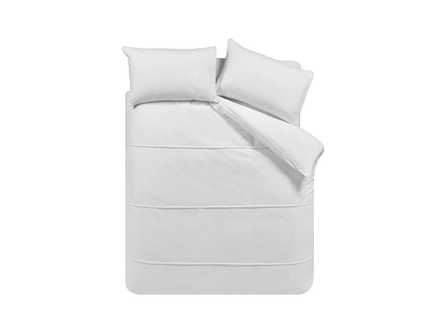 Catherine Lansfield Brushed Cotton Pom Pom Super King Duvet Cover Set with Pillowcases White