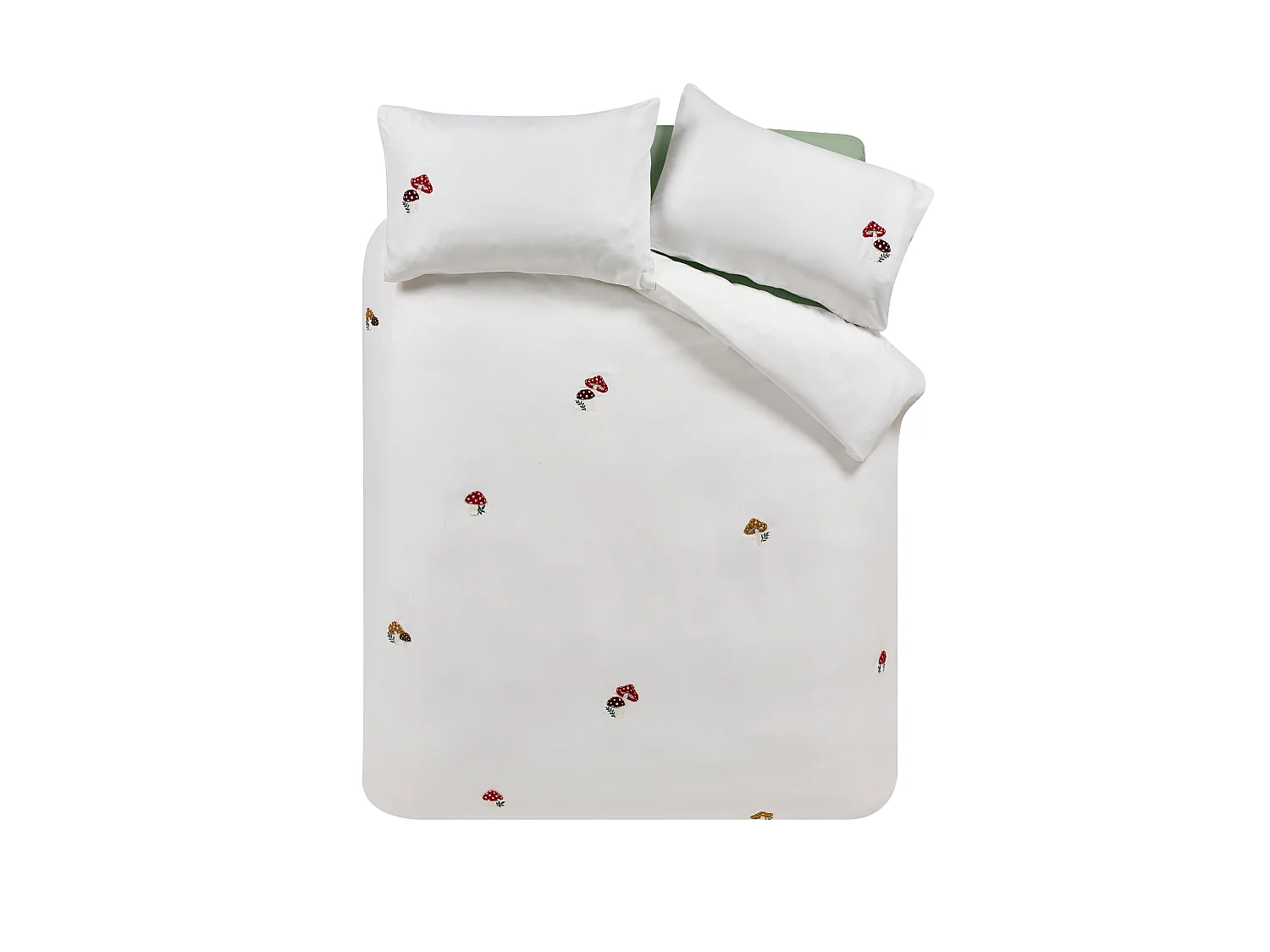 Catherine Lansfield Woodland Crochet Embroidered King Duvet Cover Set with Pillowcases White