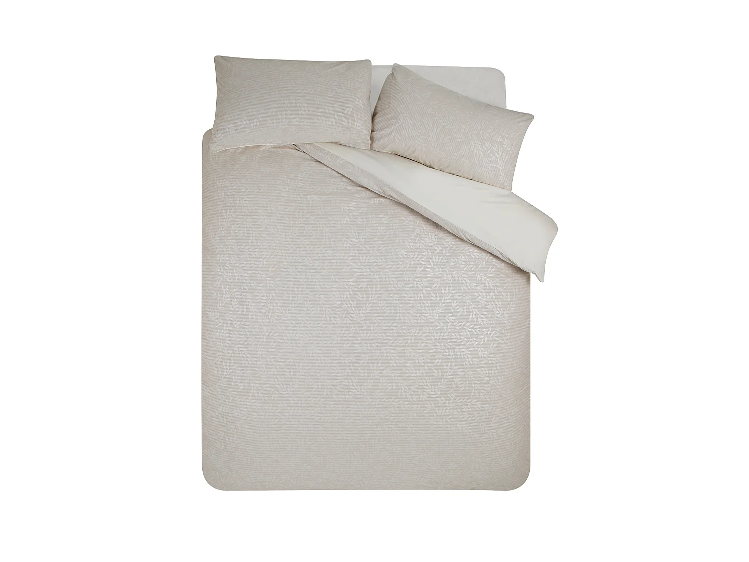 Catherine Lansfield Corded Leaves Single Duvet Cover Set with Pillowcase Champagne Gold