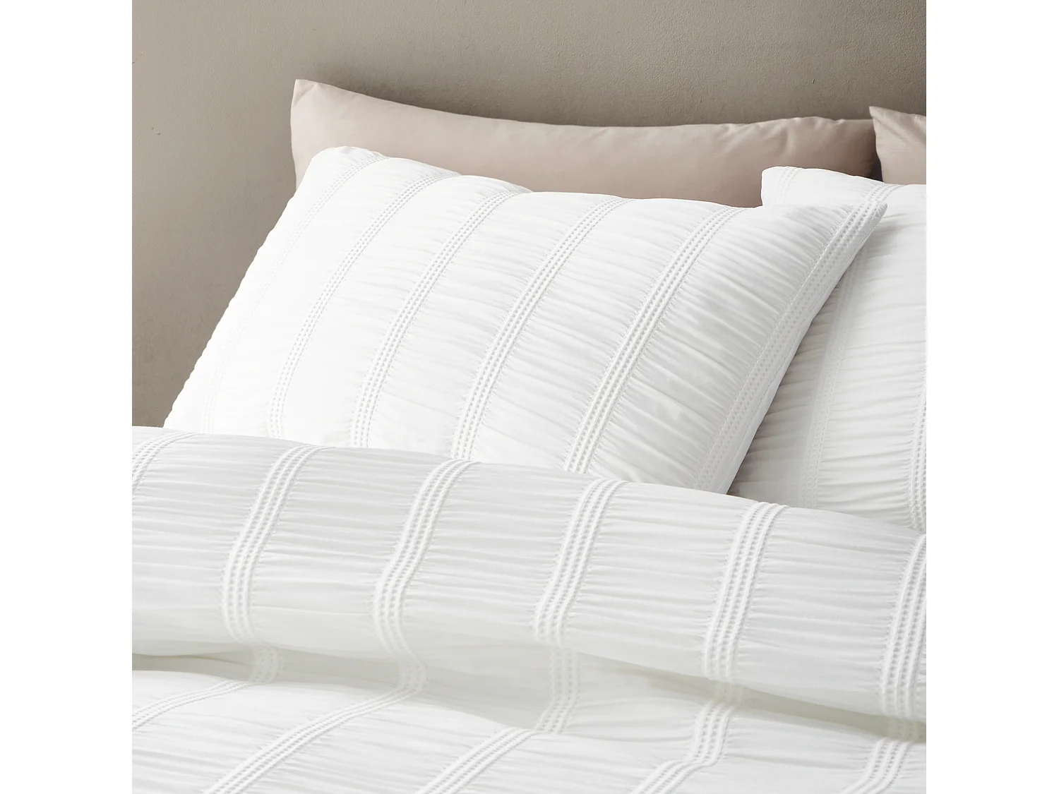 Pineapple Elephant Waffle Seersucker Double Duvet Cover Set with Pillowcases White