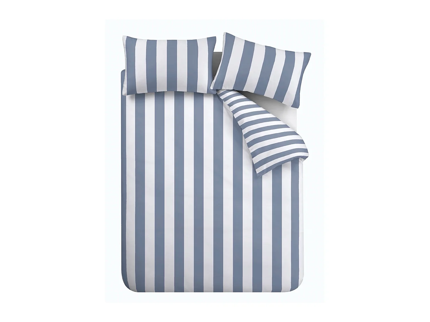 Catherine Lansfield Cove Stripe Reversible King Duvet Cover Set with Pillowcases Blue