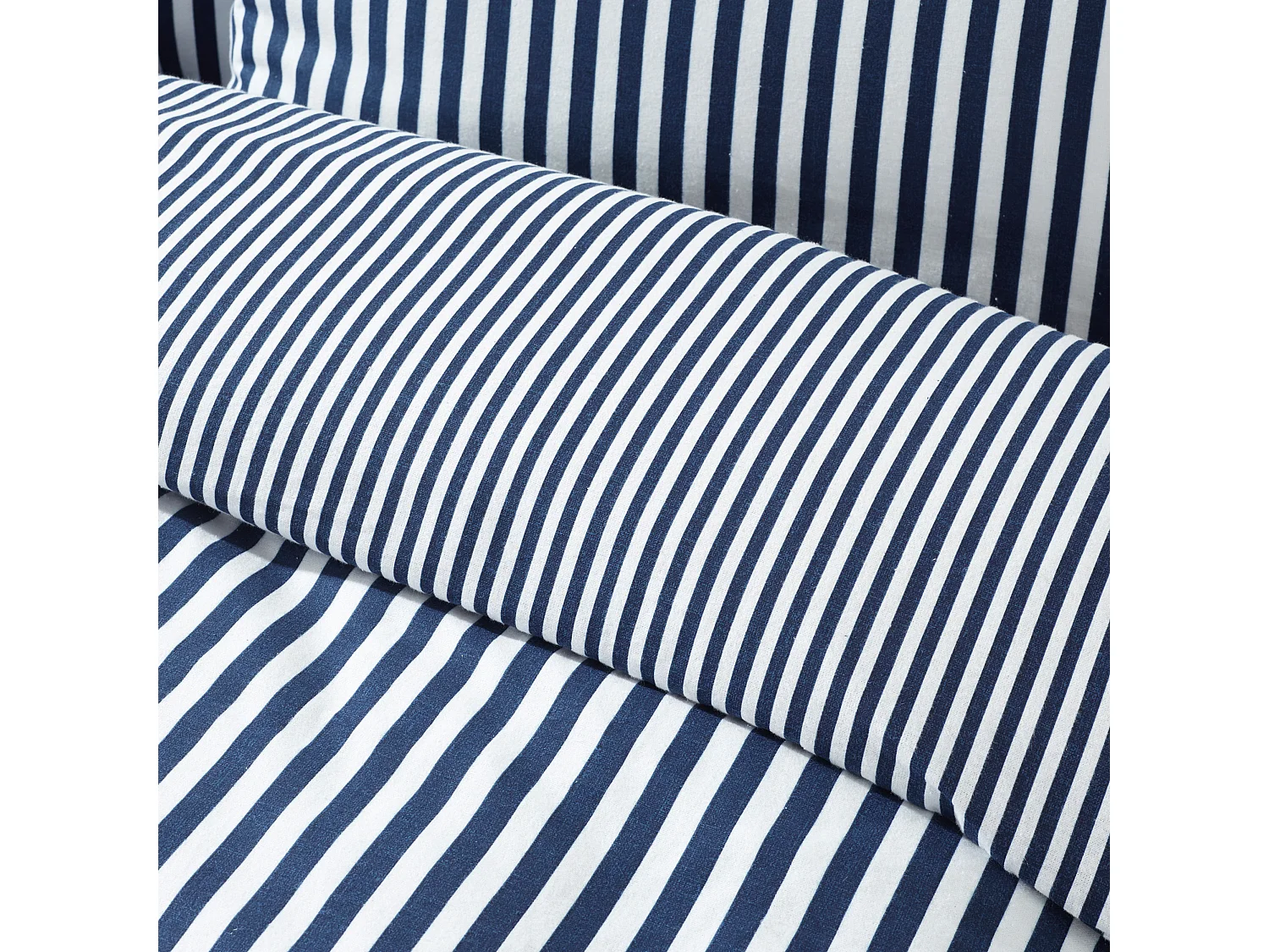 Catherine Lansfield Brushed Cotton Stripe Reversible Super King Duvet Cover Set with Pillowcases Navy Blue
