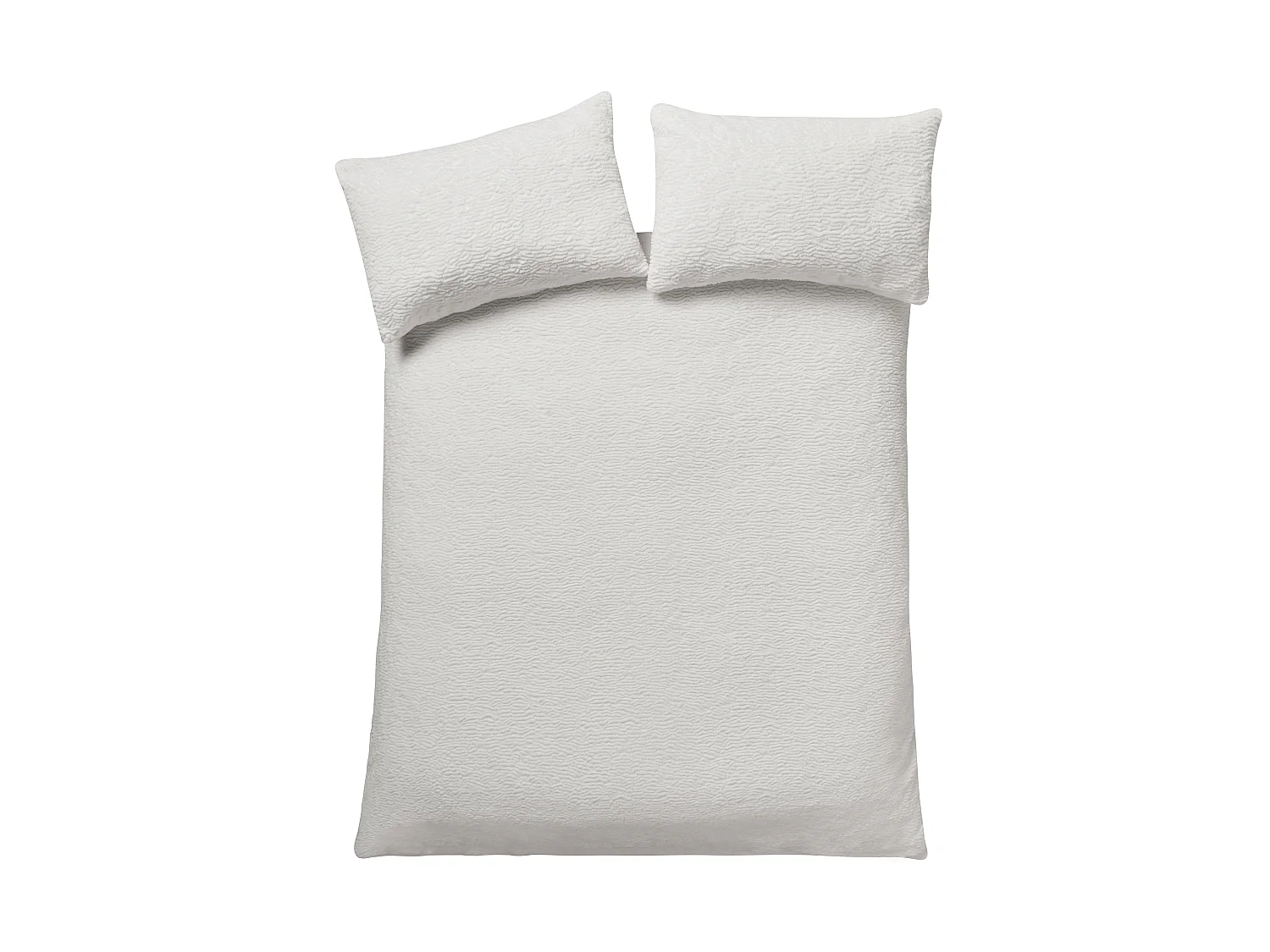 Catherine Lansfield Textured Wave Faux Fur King Duvet Cover Set with Pillowcases Cream