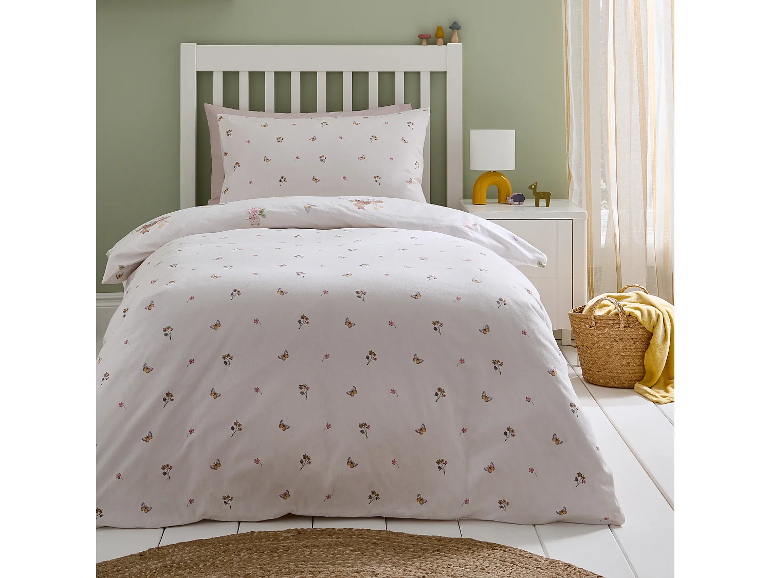 Catherine Lansfield Brushed Cotton Forest Friends Reversible Junior Duvet Cover Set with Pillowcase Cream
